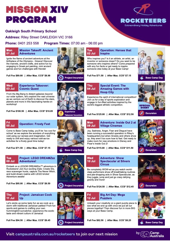 Oakleigh South PS Holiday Program Winter 2024 2